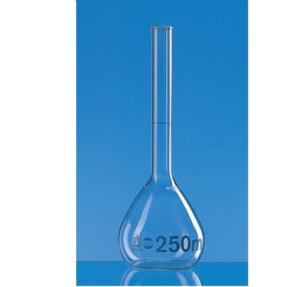 brand容量瓶, BLAUBRAND®, A级, DE-M, 圆口, ISO-Chargenzertifikat