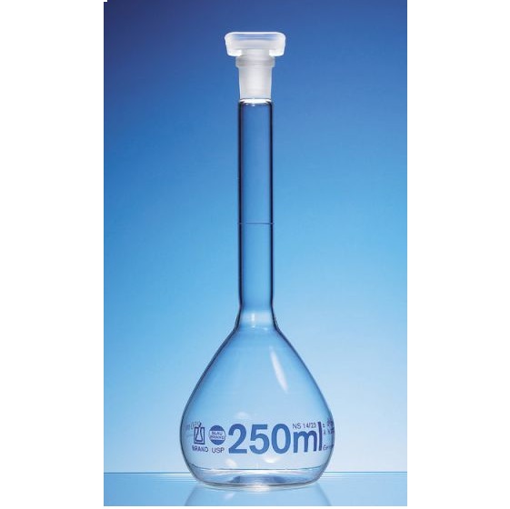 brand容量瓶, BLAUBRAND®, A级, DE-M, 带 PP 塞子, USP-Chargenzertifikat