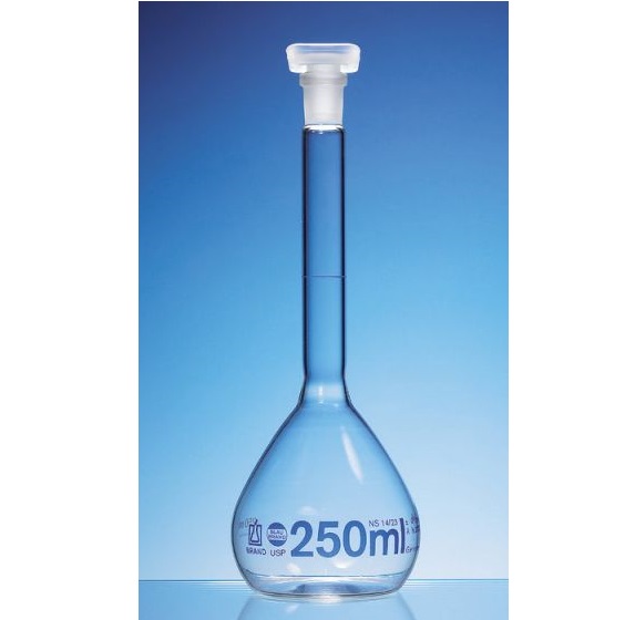 brand容量瓶, BLAUBRAND®, A级, DE-M, 带 PP 塞子, USP-Chargenzertifikat