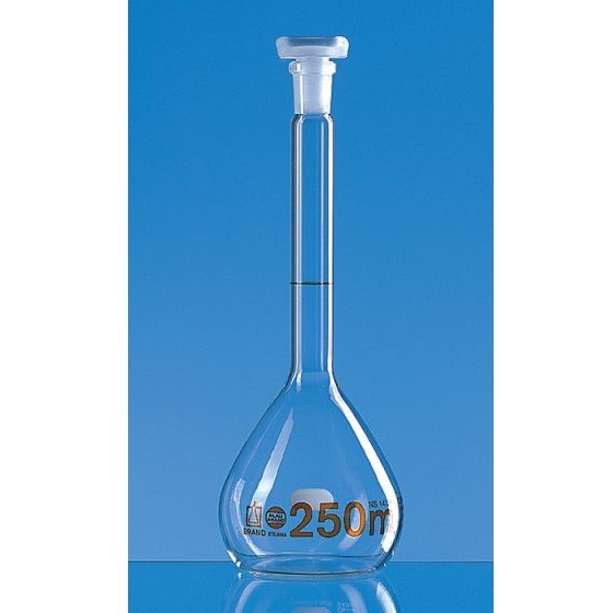 brand容量瓶, BLAUBRAND® ETERNA, A级, DE-M, 带 PP 塞子, ISO-Chargenzertifikat