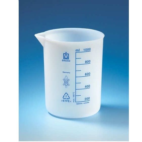 brand烧杯, 低型, ETFE, 蓝色刻度