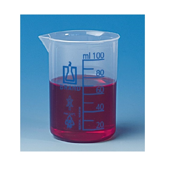 brand烧杯, 低型, PP, 蓝色刻度